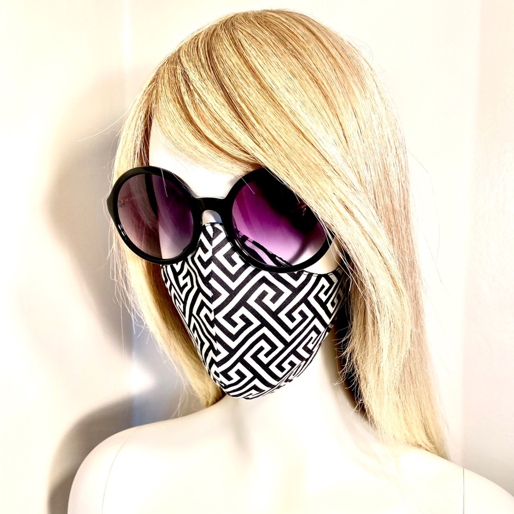Black and White Textile - Ear - Loop Mask